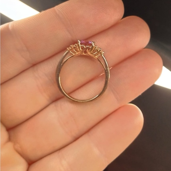 Platinum over Sterling Silver Lab Grown Pink Diamond Ring - Picture 4 of 4